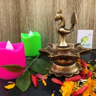 Traditional Indian Diyas Pair Brass Diya Set | Home Decor | Brass Diya for Decoration and Gift Aakrati