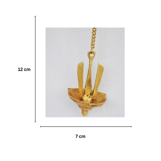 Elegant Brass Namah Shape Diya | Ideal for Spiritual and Festive Home Decor | Brass Namah Wall Hanging Diya ( Yellow, 5 inch)