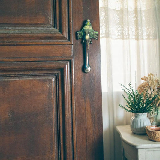 Traditional Brass Ganesha Shaped Door Handle | Divine Design for Elegant Doors | Brass Ganesha Door Handle ( Multi colour, 10 inch) Aakrati