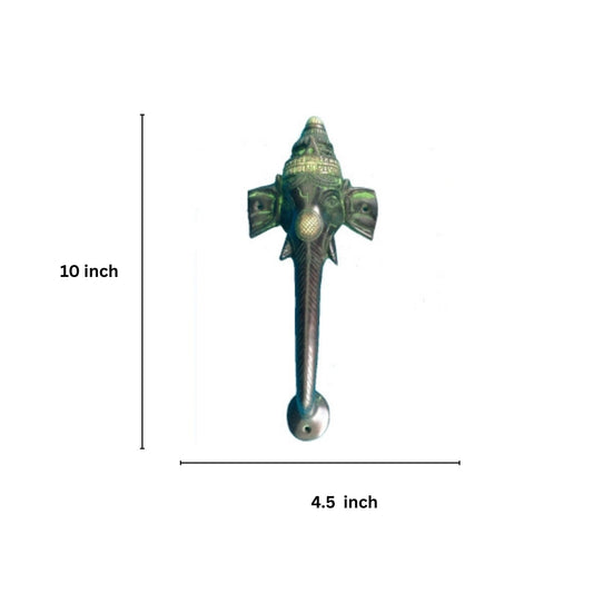Traditional Brass Ganesha Shaped Door Handle | Divine Design for Elegant Doors | Brass Ganesha Door Handle ( Multi colour, 10 inch)
