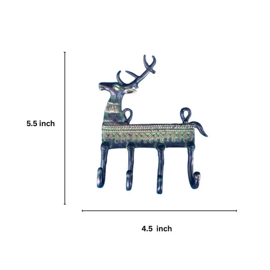 Designer Brass Animal Wall Hanger | Stylish and Functional Home Accent | Decorative Brass Animal Shape Wall Hook ( Green, 5.5 inch) Aakrati