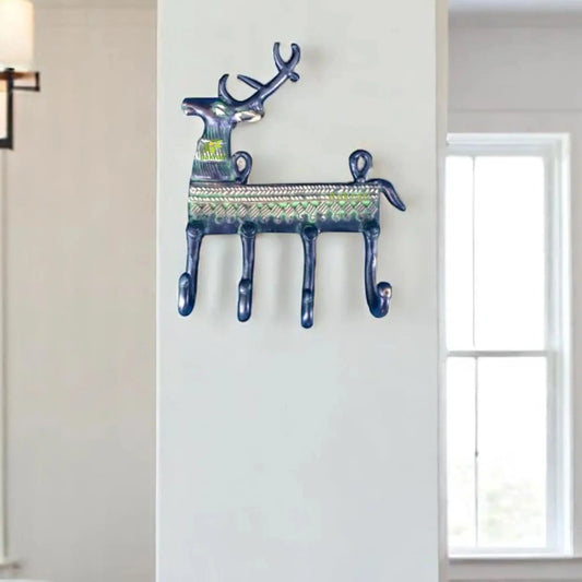 Designer Brass Animal Wall Hanger | Stylish and Functional Home Accent | Decorative Brass Animal Shape Wall Hook ( Green, 5.5 inch) Aakrati