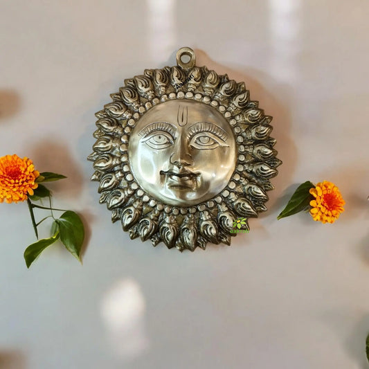 Luxury Brass Sun Face Wall Hanging Statue | Add Warmth and Charm to Your Space | Handcrafted Brass Sun Face Wall Hanging Showpiece ( Brown, 7 inch) Aakrati
