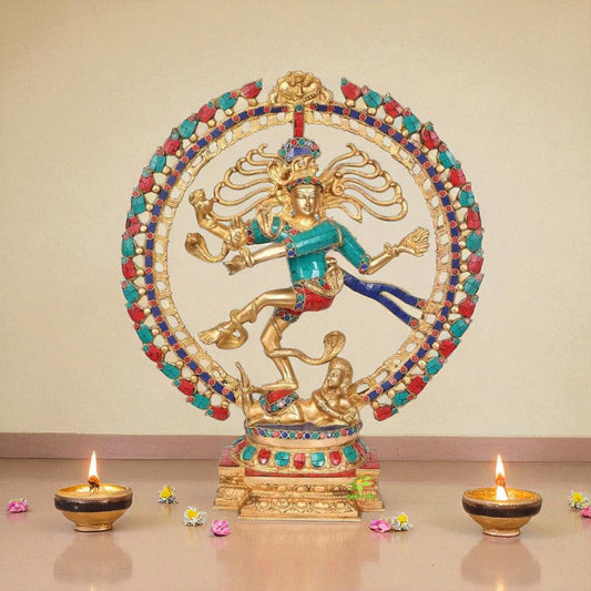 Lord Natraja Dancing Shiva brass Metal colored Statue Aakrati