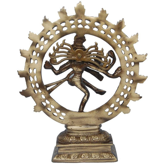 Divine Nataraj Statue in Brass | Perfect Home Accent for Peace and Enlightenment | Handcrafted Brass Nataraj Idol ( Brown, 9.5 inch)