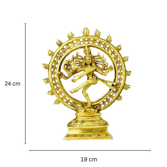 Traditional Brass Nataraj Statue | Perfect for Pujas & Home Decor | Divine Brass Nataraj Showpiece ( Yellow, 9.5 inch) Aakrati