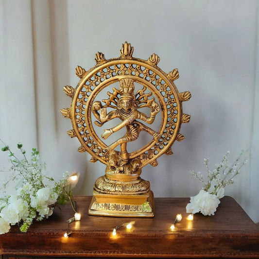 Luxury Brass Nataraj Murti | Perfect for Worship, Meditation, and Home Decor | Brass Nataraj Sculpture ( Yellow, 8 inch) Aakrati