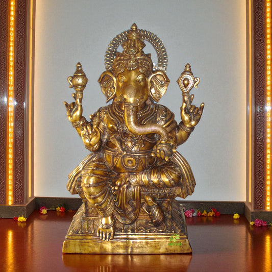 Big size Sitting Lord Ganesha Brass Made Statue by Aakrati 5 feet height Aakrati