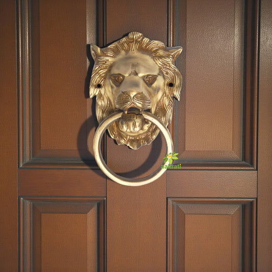 Brass Lion Head Door Knocker | Stylish & Durable Home Decor Piece | Antique Brass Lion Knocker ( Brown, 7.5 inch) Aakrati