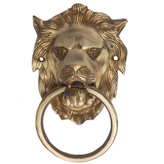 Brass Lion Head Door Knocker | Stylish & Durable Home Decor Piece | Antique Brass Lion Knocker ( Brown, 7.5 inch) Aakrati