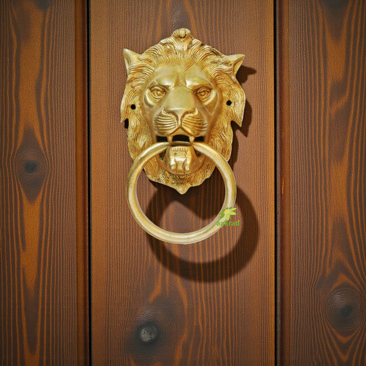 Vintage Brass Lion Door Knocker | Elegant Entrance Decor for Your Home | Luxury Brass Knocker ( Yellow, 7.5 inch) Aakrati