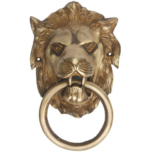 Elegant Brass Door Knocker | Antique Home Decor Accent | Premium Brass Lion Head Door Knocker ( Brown, 7 inch)