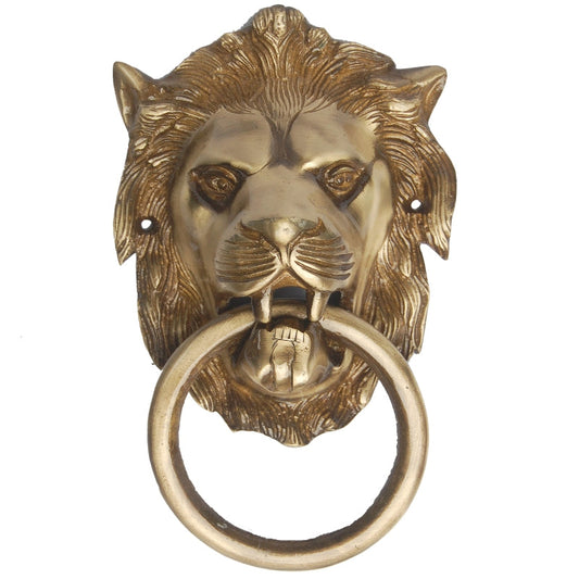 Elegant Brass Door Knocker | Antique Home Decor Accent | Premium Brass Lion Head Door Knocker ( Brown, 7 inch) Aakrati
