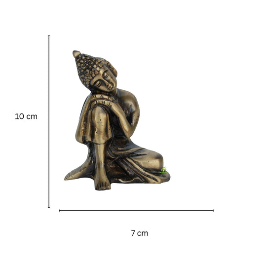Handmade Brass Buddha Murti | Ideal Decorative Piece for Peaceful and Spiritual Spaces | Brass Small Buddha Showpiece ( Brown, 4 inch)