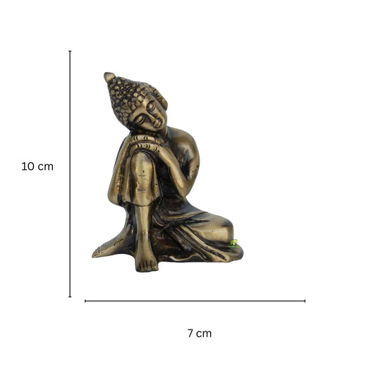 Handmade Brass Buddha Murti | Ideal Decorative Piece for Peaceful and Spiritual Spaces | Brass Small Buddha Showpiece ( Brown, 4 inch) Aakrati