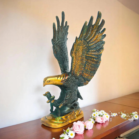 Handcrafted Brass Eagle Figurine | Perfect for Modern and Traditional Home Decor | Brass Eagle Showpiece ( Multi Color, 8 inch) Aakrati