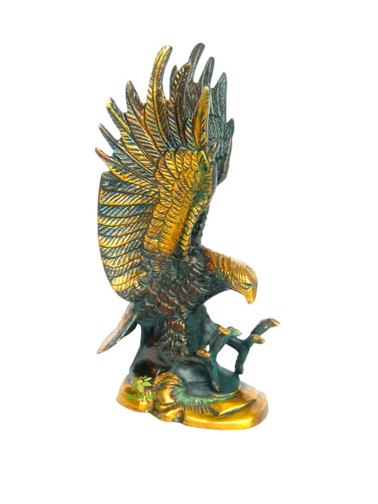 Handcrafted Brass Eagle Figurine | Perfect for Modern and Traditional Home Decor | Brass Eagle Showpiece ( Multi Color, 8 inch) Aakrati