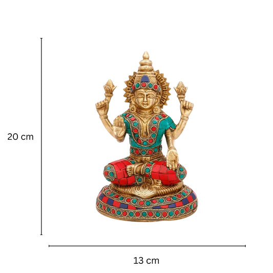 Laxmi Brass Reliogious Statue for wealth and Fortune ( Multicolour, 8 inch)