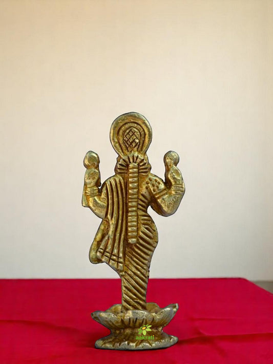 Brass Lakshmi Murti | Divine Grace and Prosperity for Your Home | Handcrafted Brass Lakshmi Showpiece ( Yellow, 2.8 inch)