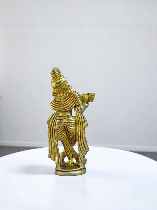 Trendy Brass Krishna Showpiece | Perfect for Home, Pooja, and Gifting | Elegant Brass Krishna Sculpture ( Yellow, 2.8 inch)