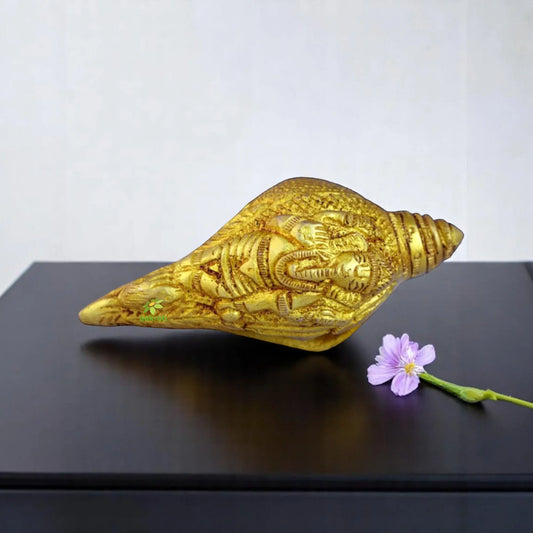 Brass Shankh Showpiece | Ideal for Pooja, Meditation, and Home Blessings | Traditional Brass Shankh ( Yellow, 3.5 inch)Brass Shankh Showpiece | Ideal for Pooja, Meditation, and Home Blessings | Traditional Brass Shankh ( Yellow, 3.5 inch) Aakrati