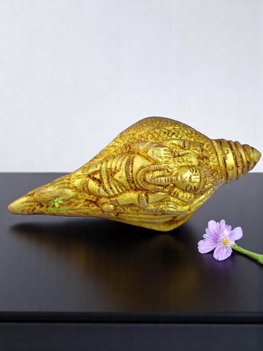 Brass Shankh Showpiece | Ideal for Pooja, Meditation, and Home Blessings | Traditional Brass Shankh ( Yellow, 3.5 inch)Brass Shankh Showpiece | Ideal for Pooja, Meditation, and Home Blessings | Traditional Brass Shankh ( Yellow, 3.5 inch)
