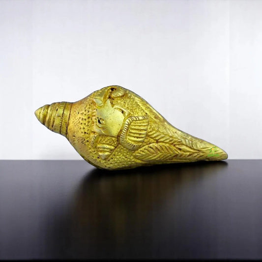 Brass Shankh Showpiece | Ideal for Pooja, Meditation, and Home Blessings | Traditional Brass Shankh ( Yellow, 3.5 inch)Brass Shankh Showpiece | Ideal for Pooja, Meditation, and Home Blessings | Traditional Brass Shankh ( Yellow, 3.5 inch) Aakrati