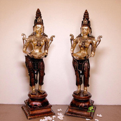 Deep Laxmi Pair brass Metal Pooja Ghar Statue Aakrati