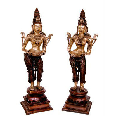Deep Laxmi Pair brass Metal Pooja Ghar Statue Aakrati