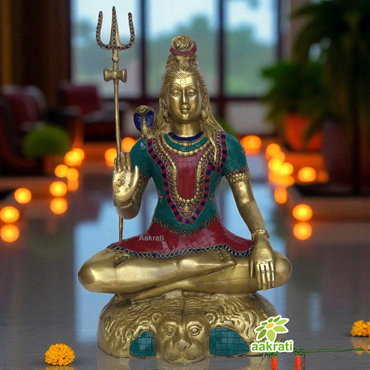 Stone finish big sitting Shiva statue best decor for Garden and lobby Aakrati