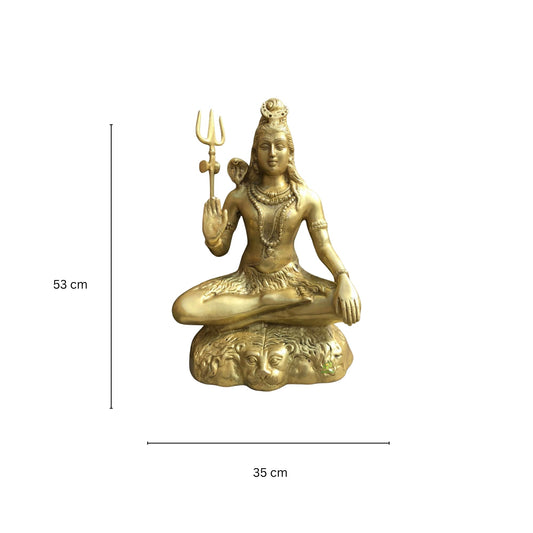 Brass Lord Shiva 17CM Statue, Shiva Idol, Shiva Figurines, AdiYogi Shiva for Home, Temple, Corner, Decor, Gifts, Pooja room. Aakrati