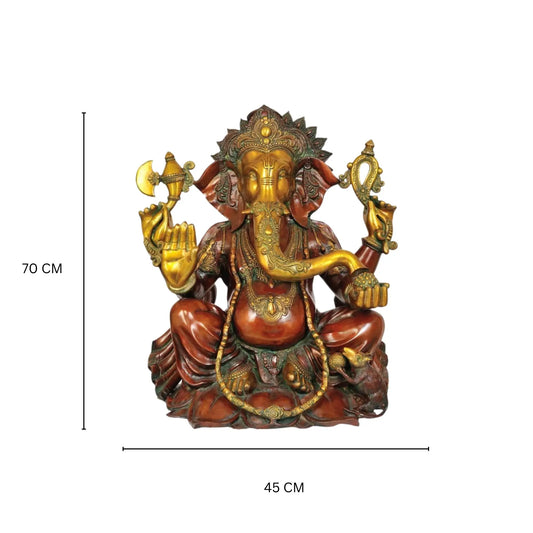 Lord Brass Ganesh Statue Sculpture for Home Temple Decor Aakrati