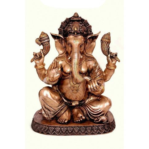 Lord Ganesha Brass Made Turquoise Work Decorative Statue Aakrati
