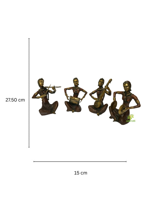 Tribal Folk Musician | Brass Musical Set | Set of 4 Musicians | Office n Hotels Decor | Gift For Music Lover |