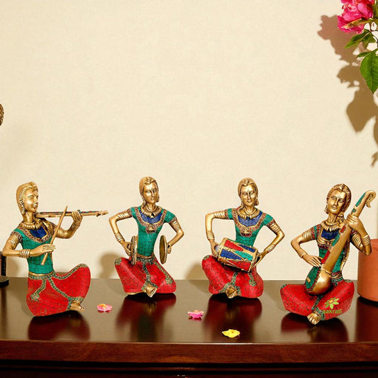 Four Musicians Home Decor Brass Made Set Aakrati