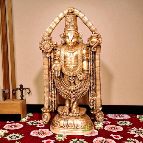 Lord Tirupati Balaji Statue Brass Made Metal Aakrati