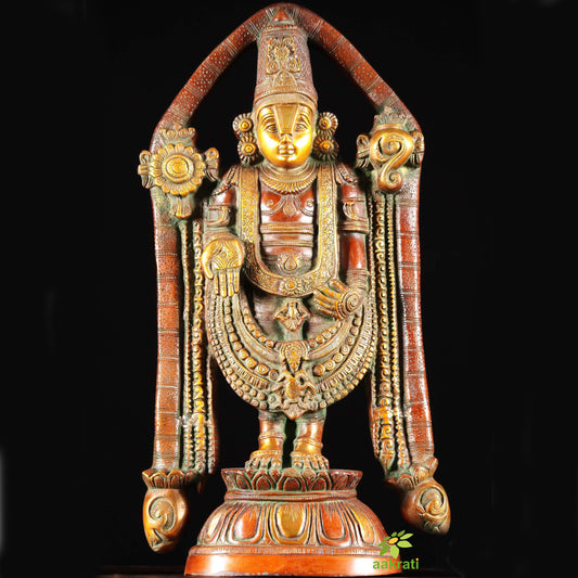 Magnificent Brass Lord Balaji Statue with antique finish, Lord Venkateshwara statue, Altar statue, Home temple statue, Home decor, Wedding gift Aakrati
