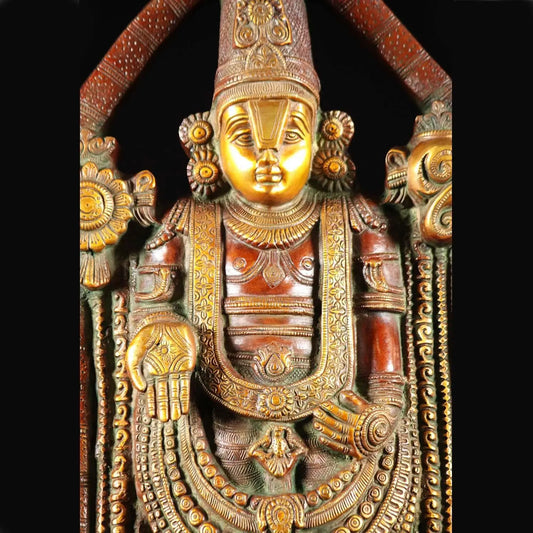 Magnificent Brass Lord Balaji Statue with antique finish, Lord Venkateshwara statue, Altar statue, Home temple statue, Home decor, Wedding gift Aakrati