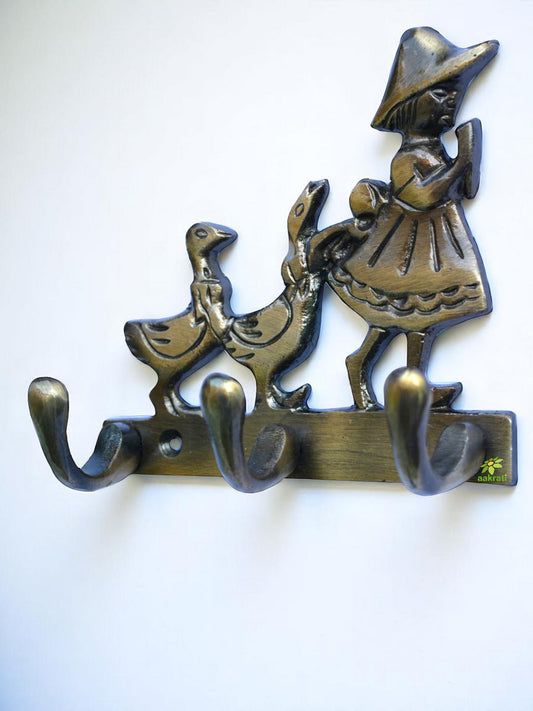 Artistic Brass Wall Hook | A Beautiful Blend of Tradition and Style | Handcrafted Brass Wall Hook ( Brown, 4.5 inch)