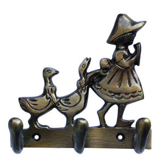 Artistic Brass Wall Hook | A Beautiful Blend of Tradition and Style | Handcrafted Brass Wall Hook ( Brown, 4.5 inch) Aakrati