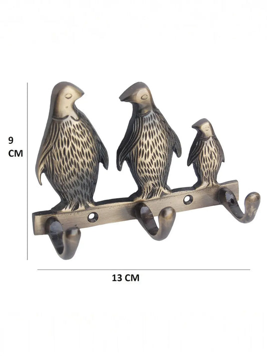 Key Holder- 3 Penguin Statue Metal Key Hooks for Wall Decoration - Coat Hat Bag Rack, Leash Key Holder to Organize, Storage, Hang, Decorative for Entryway, Hall Aakrati