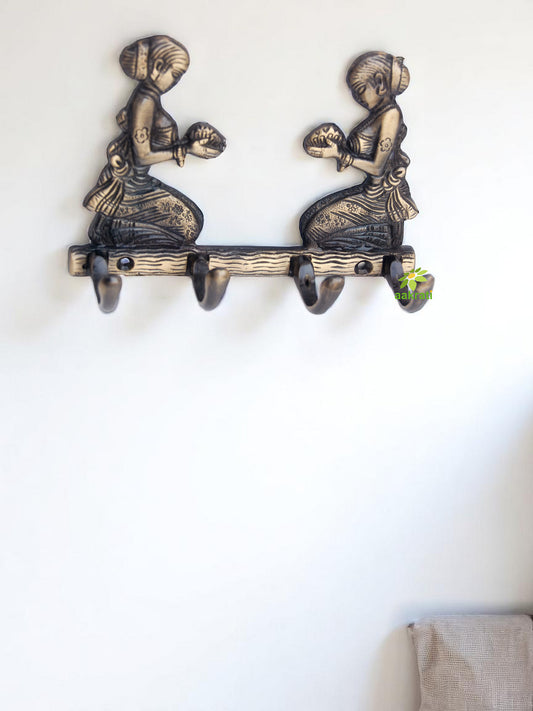 Aakrati Designer Key | Hook Holder for Your Home Decoration Wall Hanging | Decorative Indian Sculpture | Bathroom Hanger | 4 Hangers Suitable | Fittings Include
