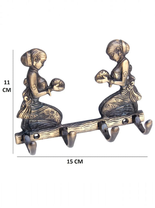Aakrati Designer Key | Hook Holder for Your Home Decoration Wall Hanging | Decorative Indian Sculpture | Bathroom Hanger | 4 Hangers Suitable | Fittings Include Aakrati