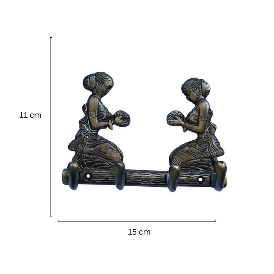 Brass Handmade Wall Hook | Perfect for Unique and Stylish Home Decor | Artisanal Brass Wall Hook ( Black, 6 inch)