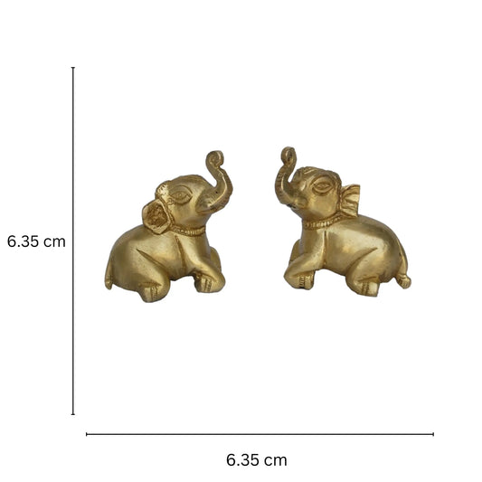 Brass Elephant Pair | Traditional and Modern Decor for Stylish Homes | Divine Brass Elephant Pair Figurine ( Yellow, 2.5 inch) Aakrati