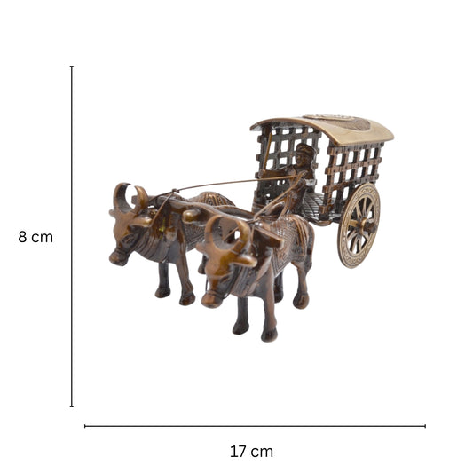 Brass Bullock Cart Showpiece | A Beautiful Handcrafted Addition to Your Home Decor | Handcrafted Brass Bullock Cart Figurine ( Brown, 6.5 inch)