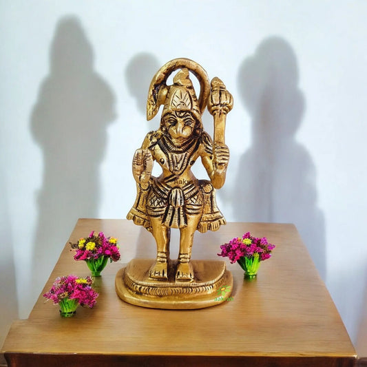 Small Hanuman Statue 4 Inch Ideal for Home/Office: Religious Idol with Hand Engraving ( Multicolor, 4 inch) Aakrati