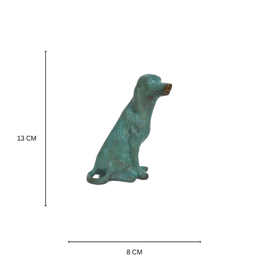 Aakrati Sitting Brass Dog Green Finished 5 Inch Figurine