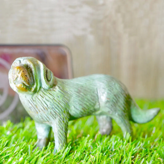 Aakrati Green Finished 4 Inch Standing Brass Dog For Table Decoration Aakrati
