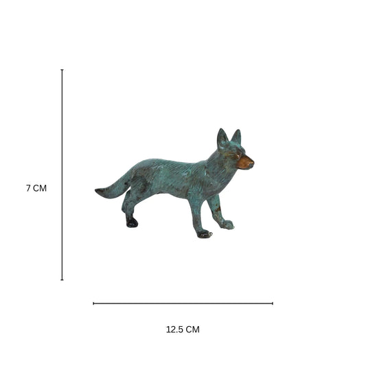 Aakrati Green Coloured 5 Inch Standing Brass Fox For Table Top Home Decoration Aakrati